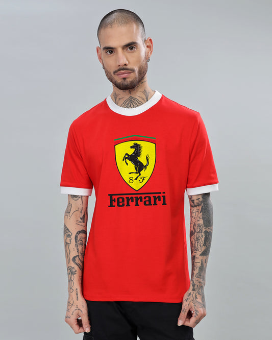 FERRARI LOGO CONTRAST T-SHIRT